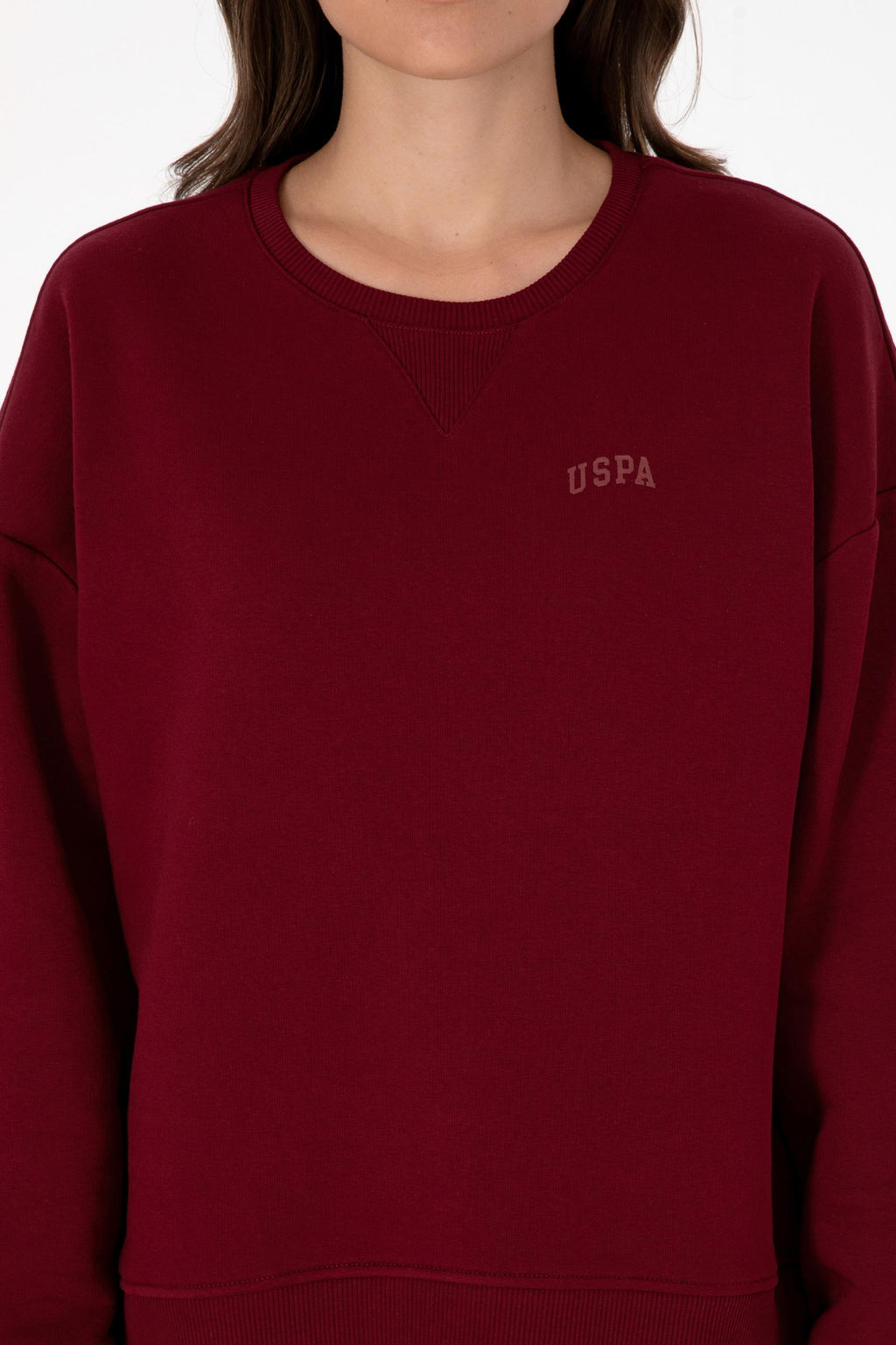 Kad_n Bordo _ardonlu Bisiklet Yaka Basic Sweatsh_rt Sepette S_rpriz _ndirim - U.s. polo assn фото 6