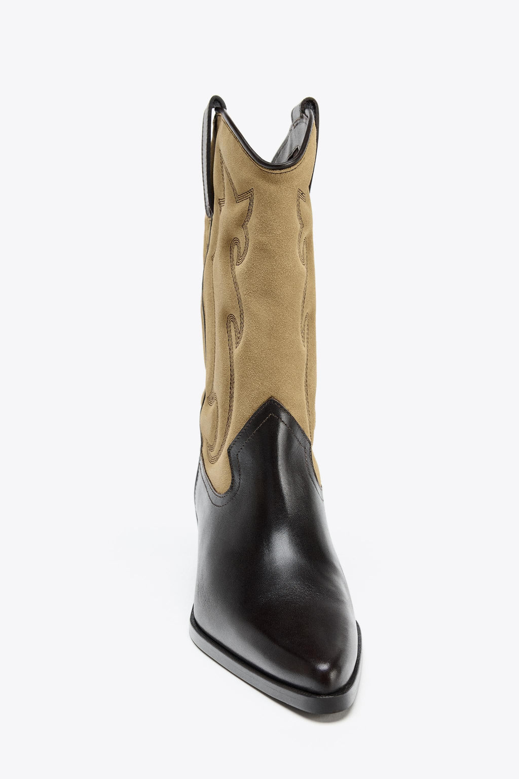 COMBINED LEATHER EMBROIDERED BOOTS - Zara фото 7