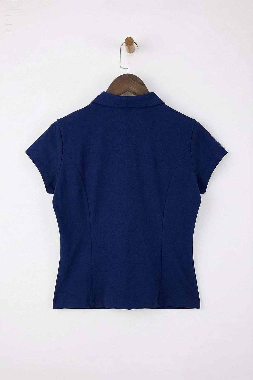 Lacivert Fitted/Vucuda Oturan Bebe Yaka Dugmeli Pamuklu Esnek Orme Bluz TWOSS26BZ00188