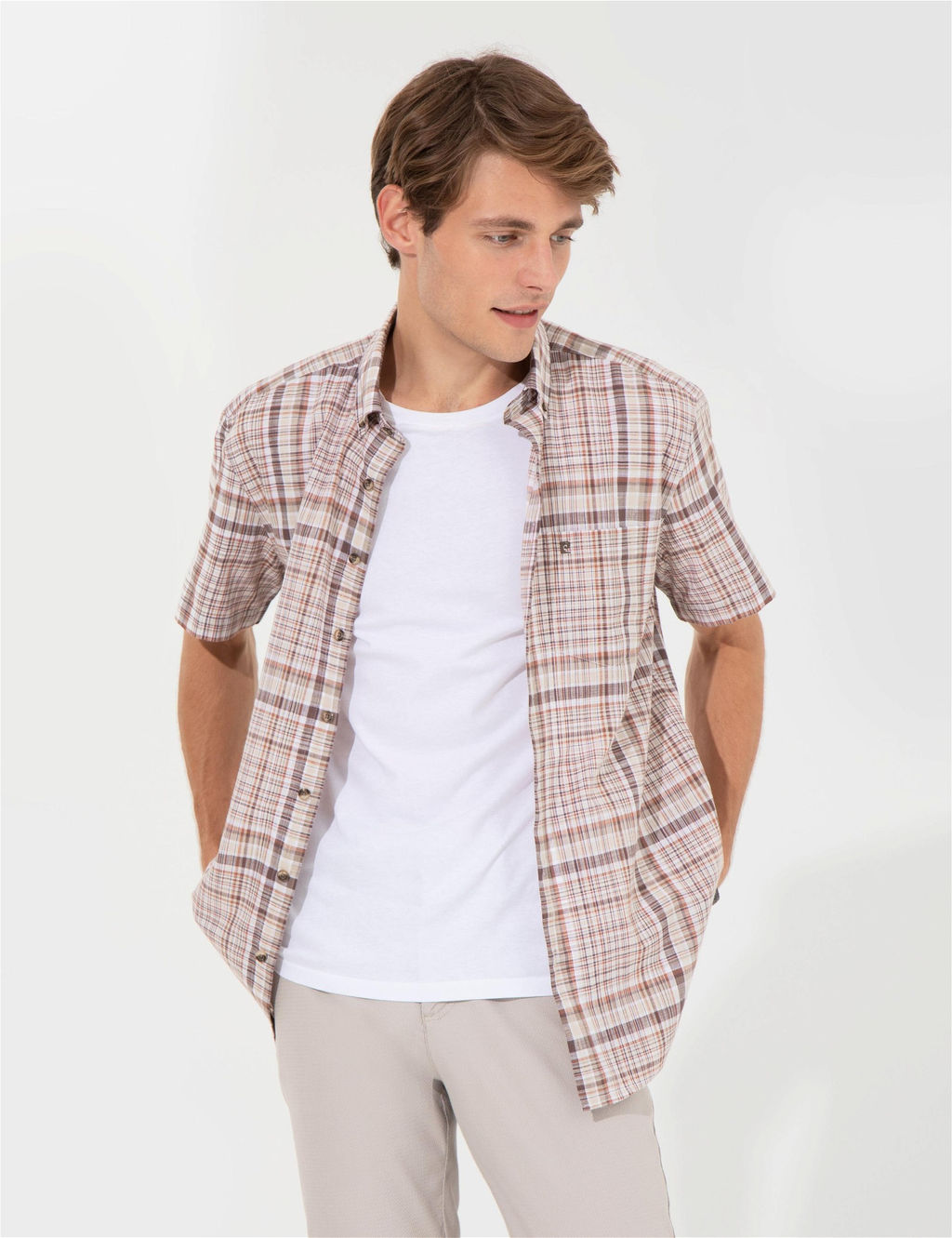 Kahverengi Regular Fit K_sa Kollu G_mlek