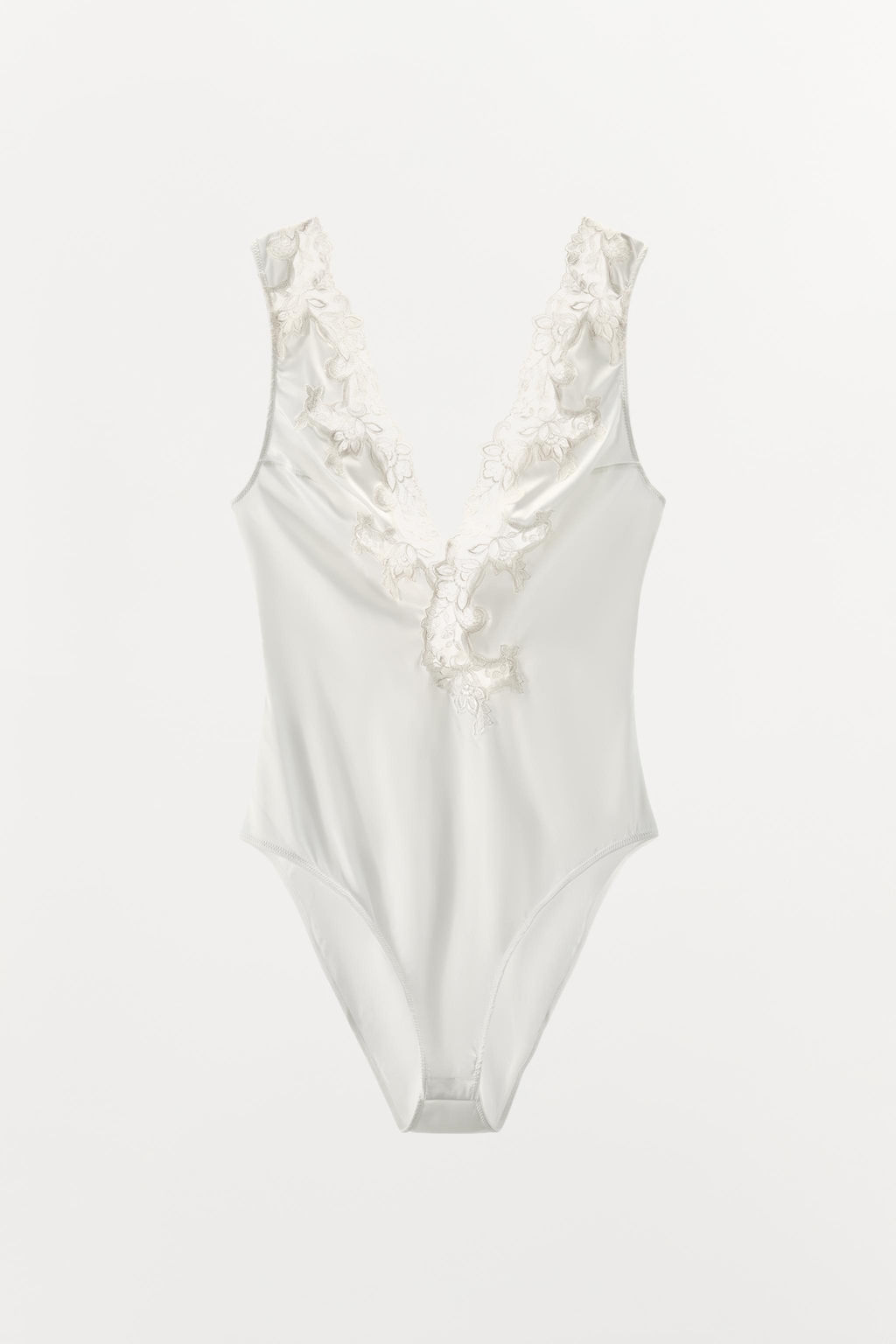 SATIN BODYSUIT WITH EMBROIDERY AND LACE - Zara фото 6
