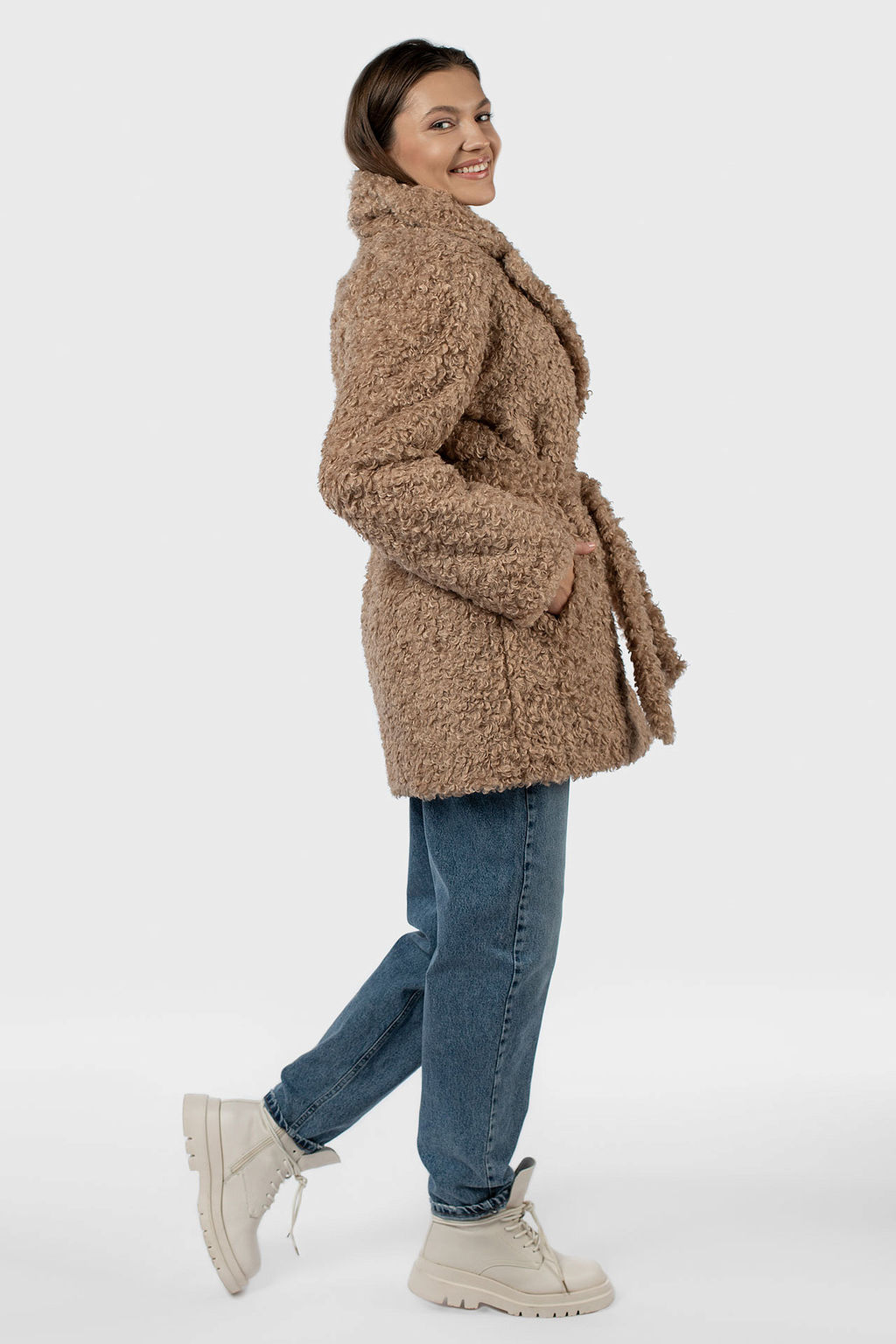 02-3160 Пальто женское утепленное (пояс) - El podio фото 6