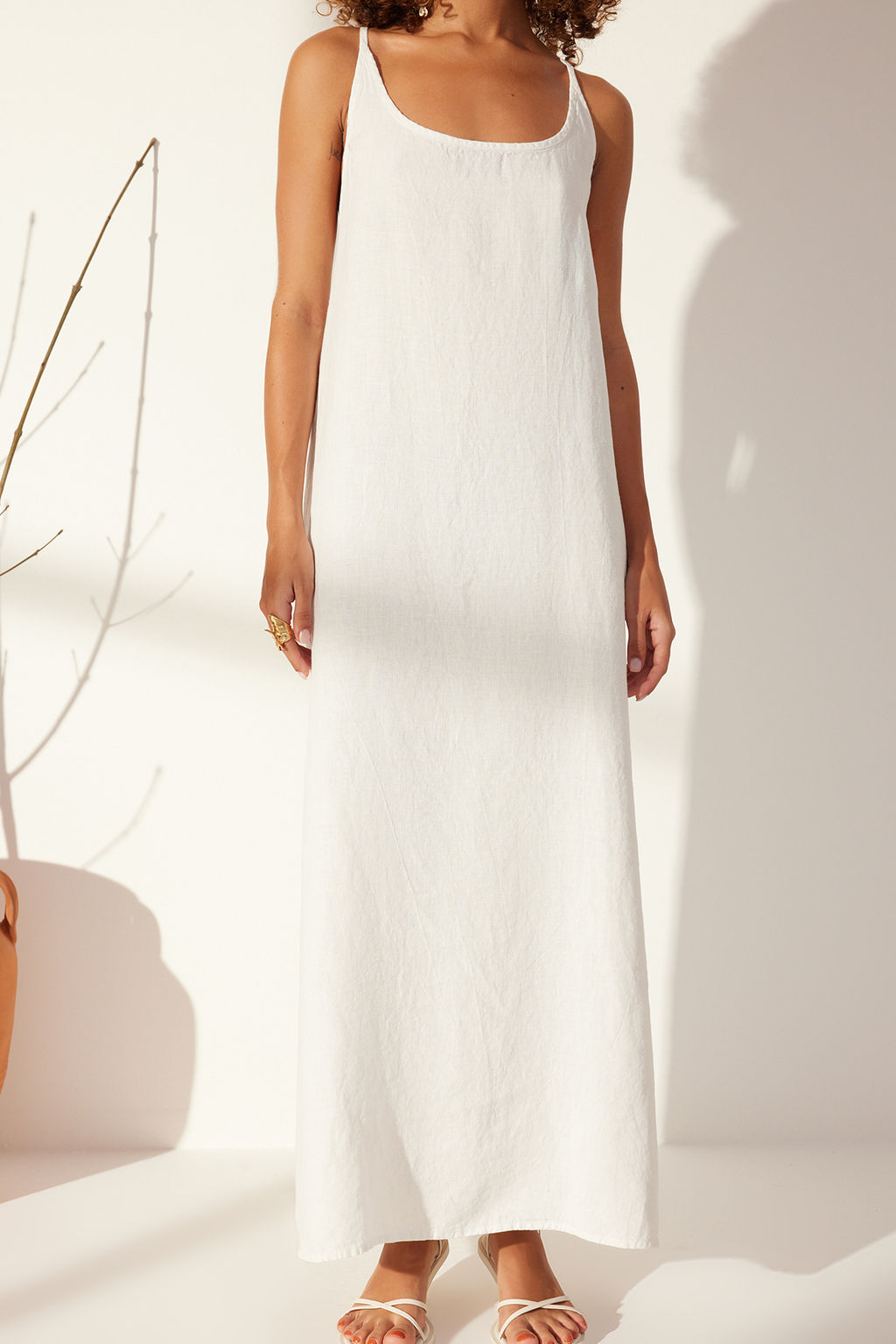 TRENDYOLMILLA Beyaz %100 Keten S?rt Detayl? Maxi Elbise TWOSS24EL00668 фото 13