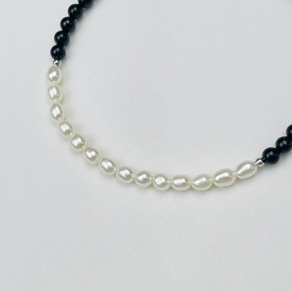 Бралет из черного Турмалина и Жемчуга - Радуга самоцветов фото 3