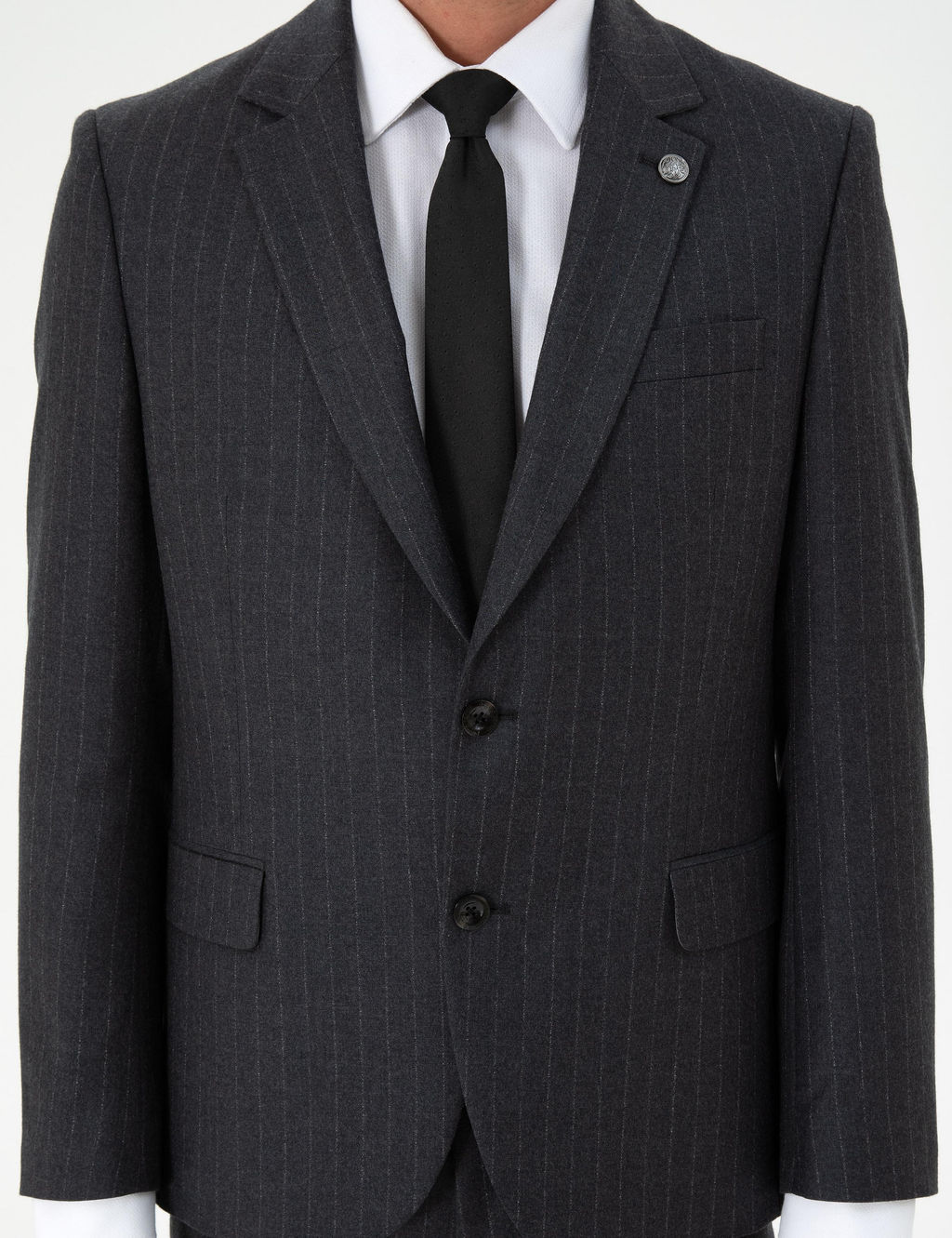 Antrasit Slim Fit _izgili Y_n Tak_m Elbise