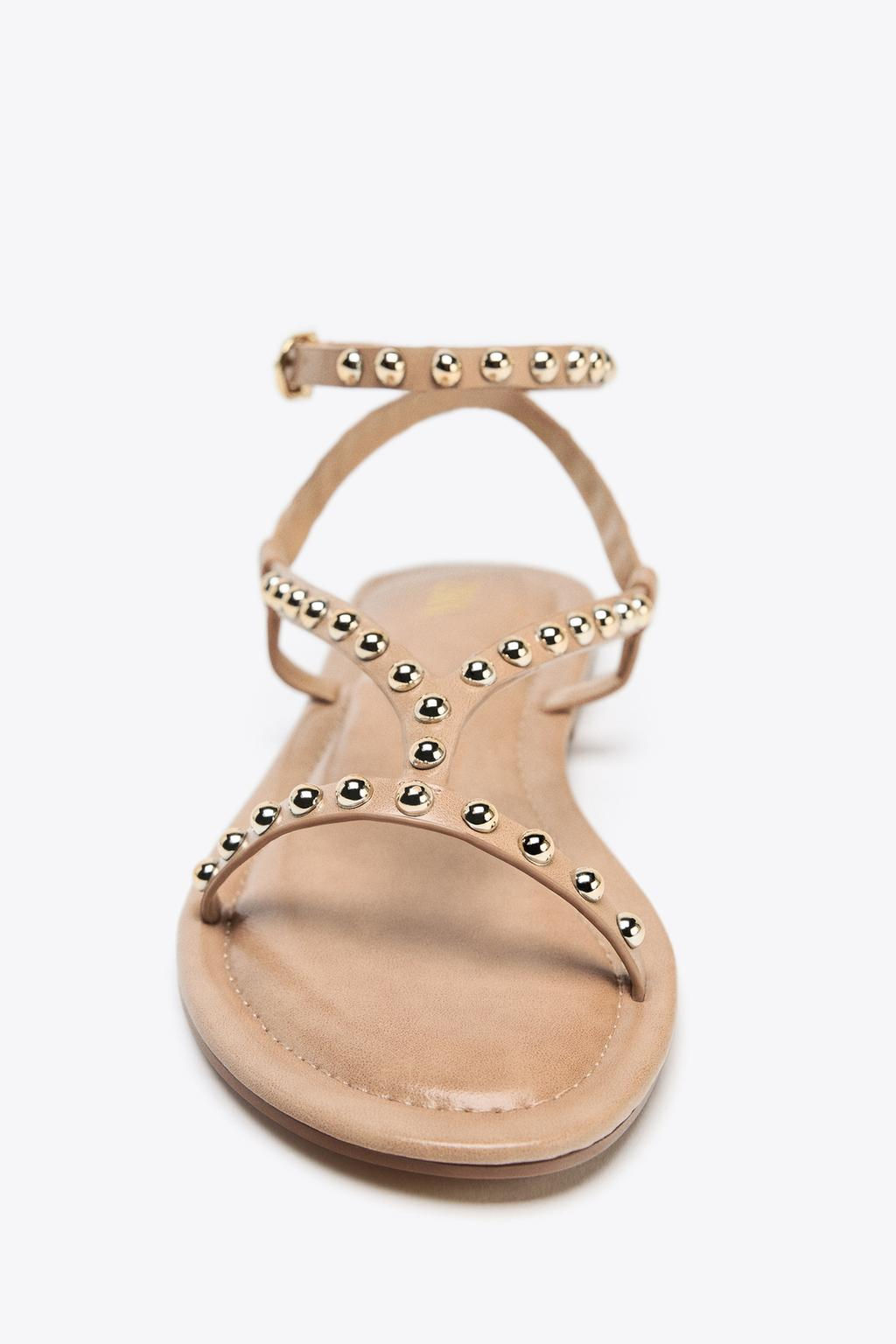 SANDALS WITH METALLIC BEADED STRAPS - Zara фото 8