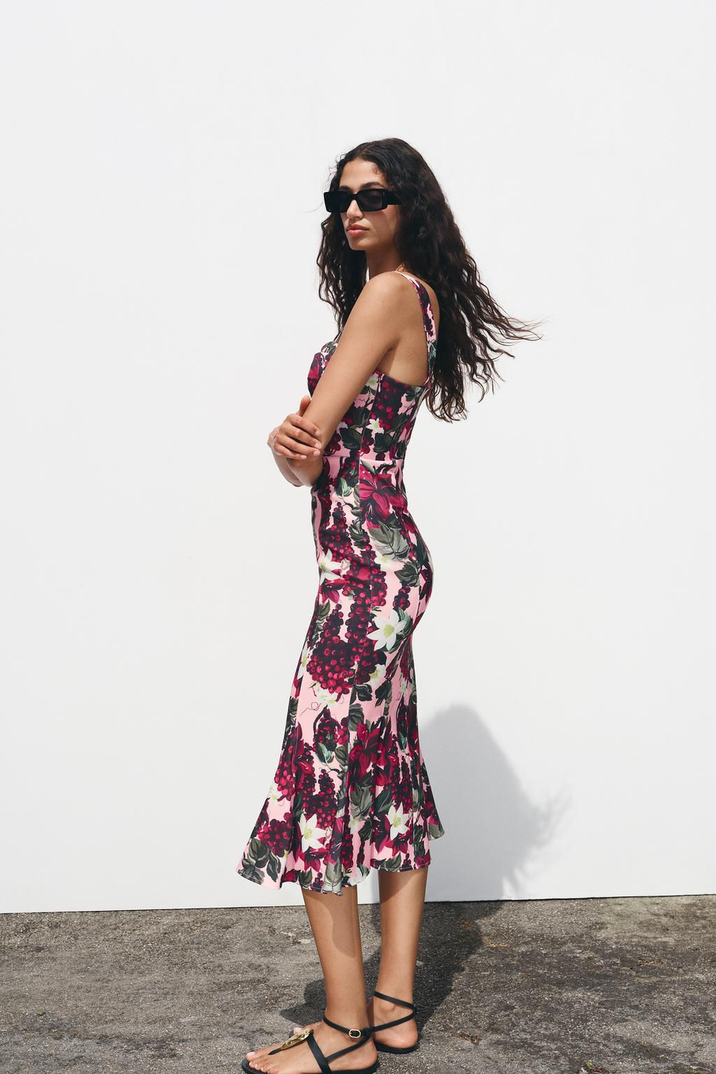 FLORAL GODET DRESS - Zara фото 6