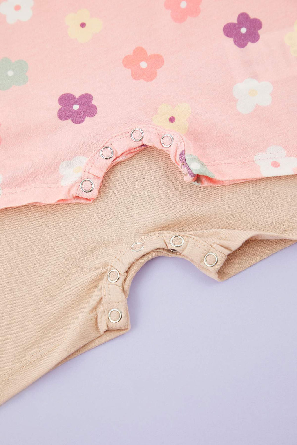 Pudra 2li K?z Bebek %100 Pamuk Cicek Bask?l? K?sa Kol Orme Tulum TKDSS25TU00019 - Trendyolmilla фото 3