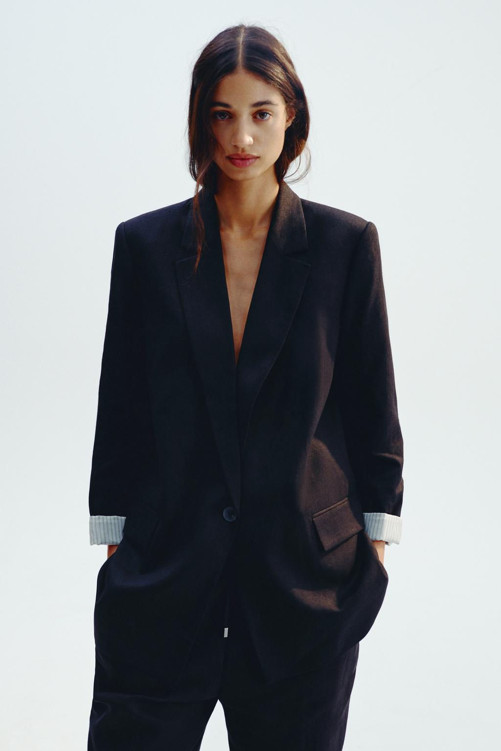 LINEN BLEND BLAZER WITH PRINTED CUFFS - Zara фото 17