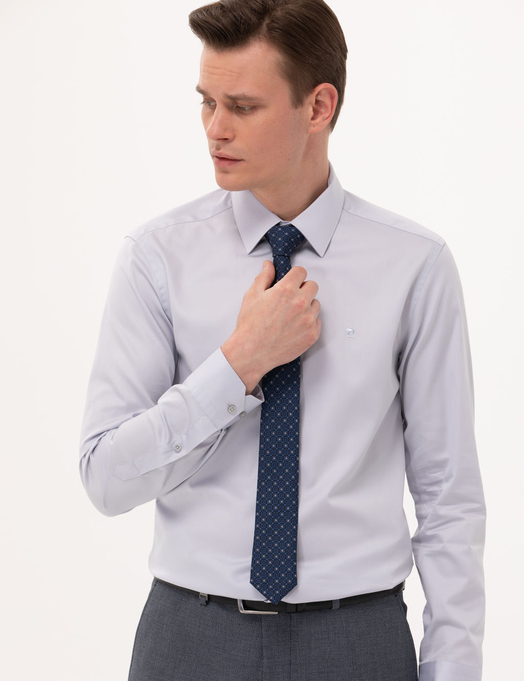 Gri Slim Fit Uzun Kollu Klasik G_mlek
