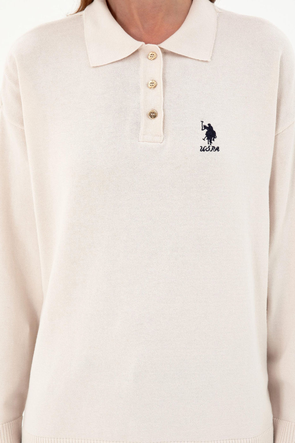 Женский кремовый свитер Неожиданная скидка в корзине - U.s. polo assn фото 6
