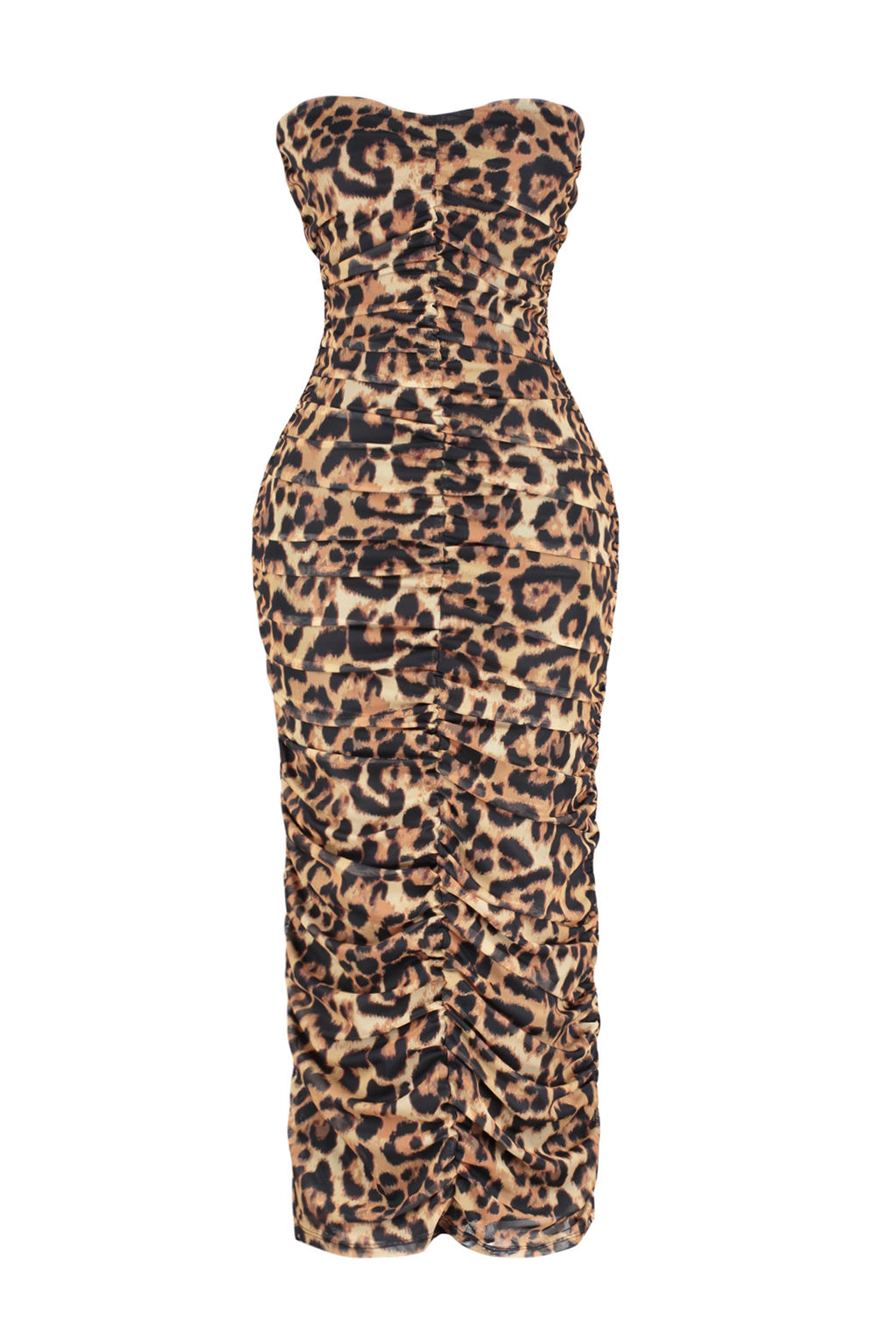 TRENDYOLMILLA Cok Renkli Vucuda Oturan Leopar Desenli Drapeli Orme Tul S?k Abiye Elbise TPRSS24EL00058
