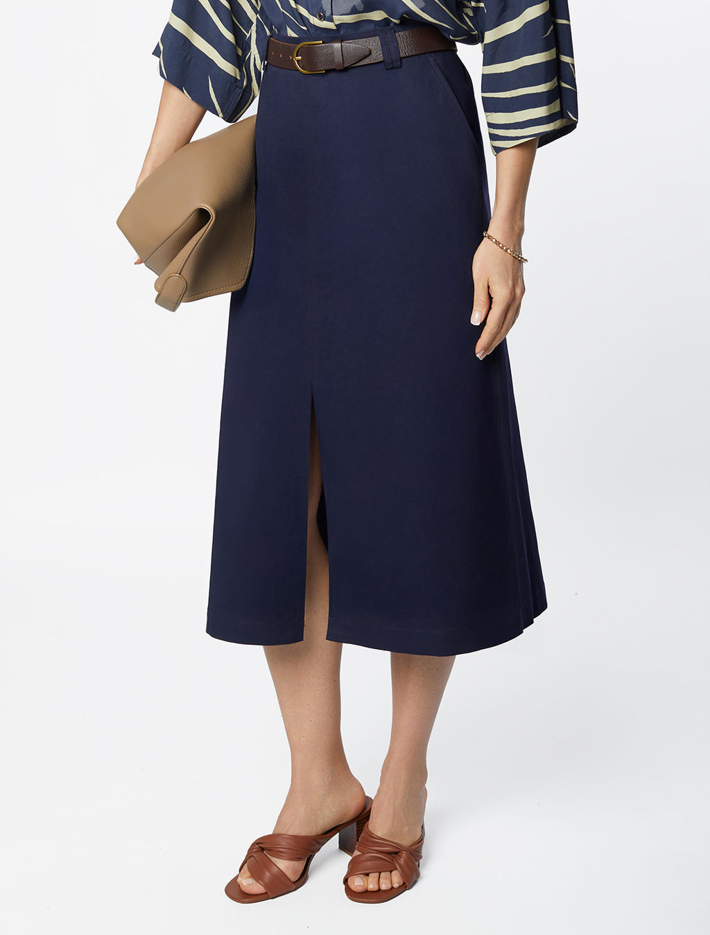 Юбка-миди из хлопка с разрезом