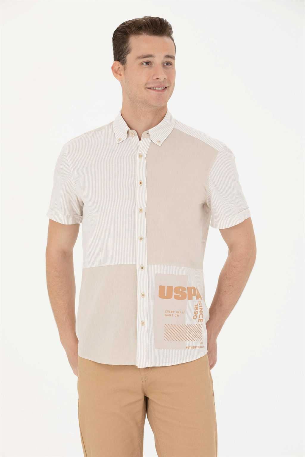 U. S. Polo Assn Мужская рубашка с коротким рукавом Stone - U.s. polo assn фото 2