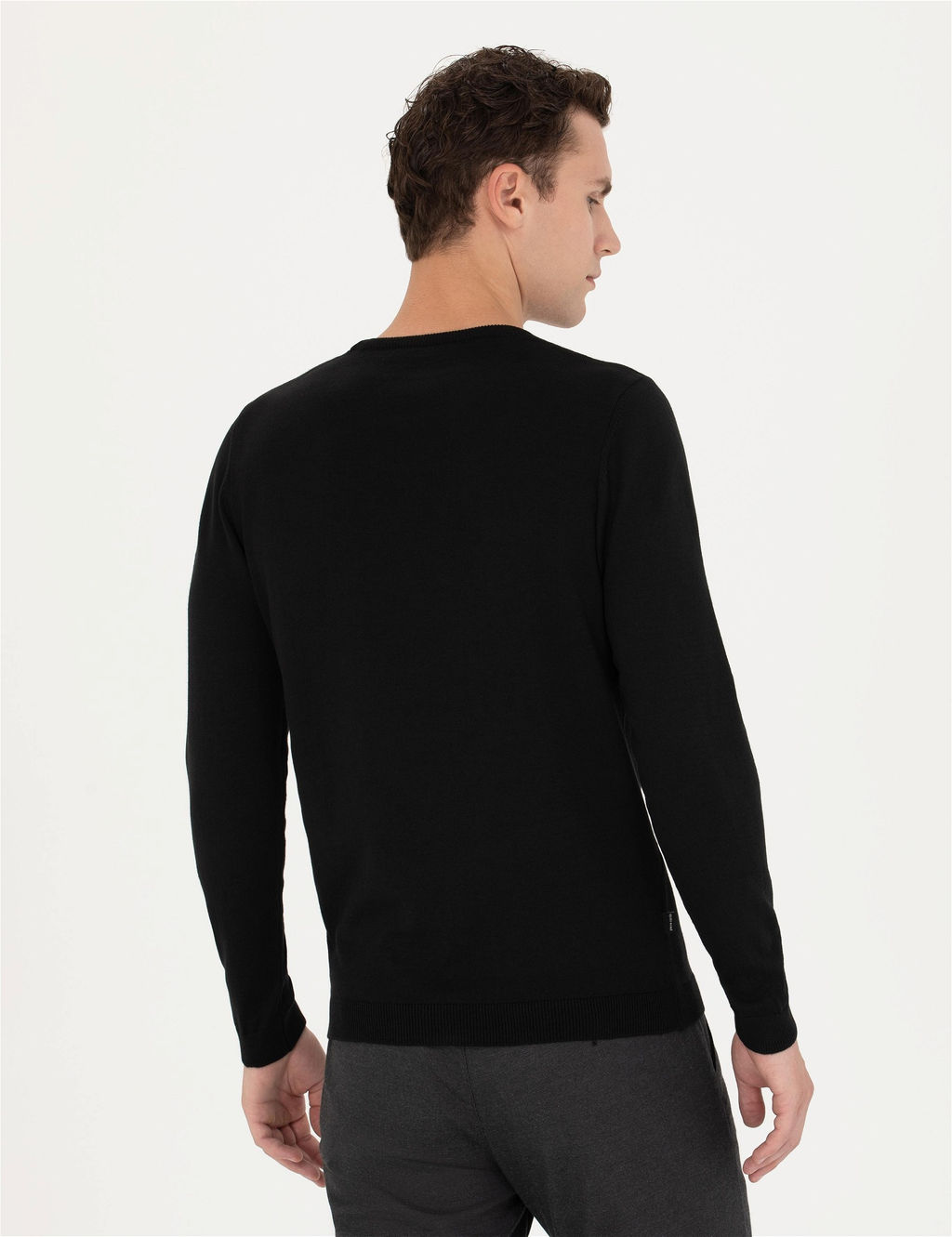 Siyah Slim Fit Bisiklet Yaka Triko Kazak - Pierre cardin фото 5