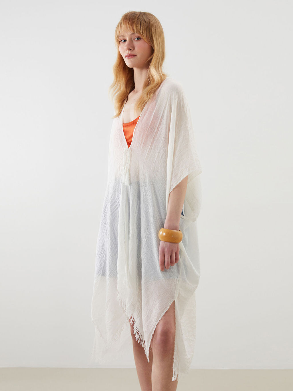 LC Waikiki Ekru _al Yaka Kad_n Kimono