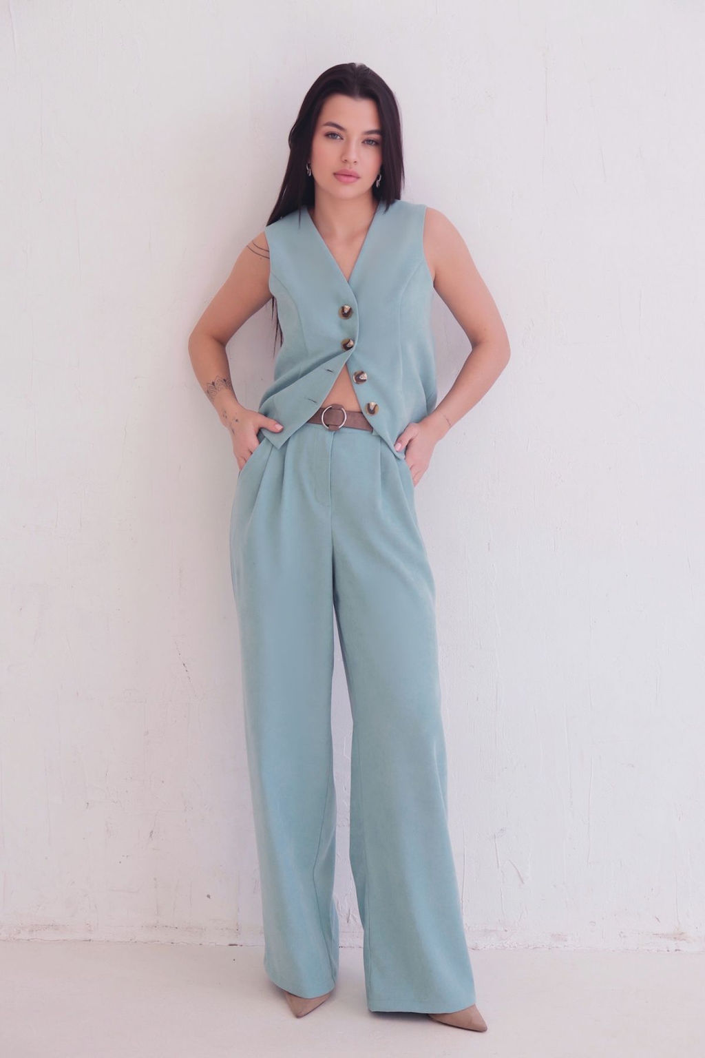 12398 Костюм с жилетом аквамарин - Martichelli фото 2