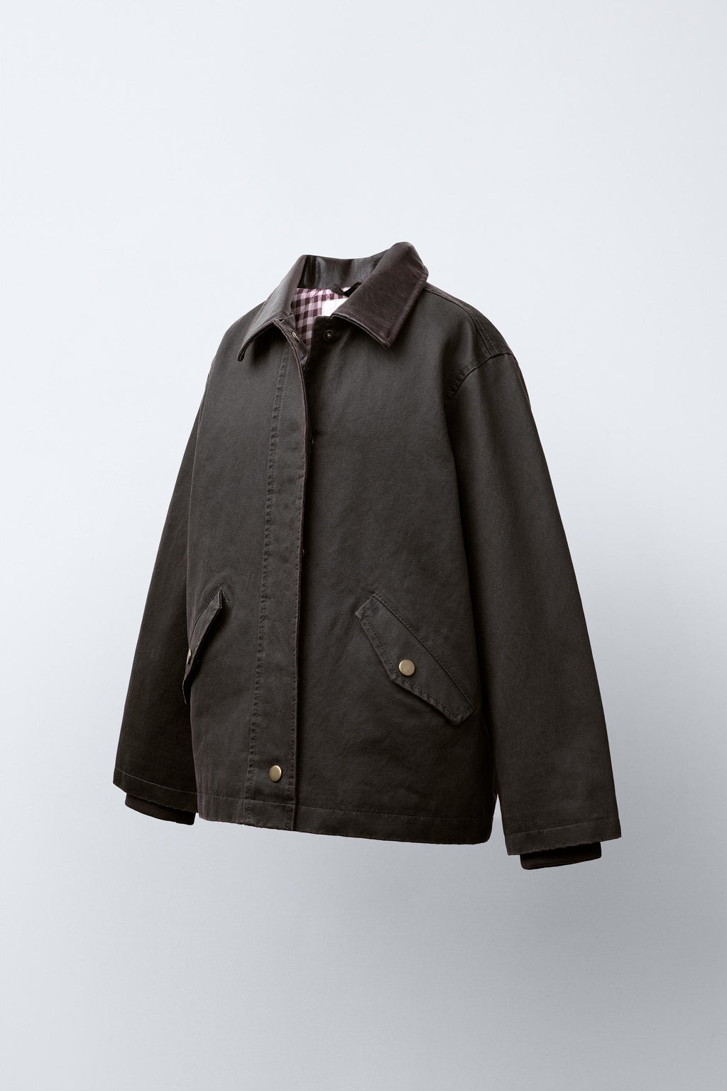 WAXED JACKET WITH LEATHER-EFFECT COLLAR - Zara фото 10