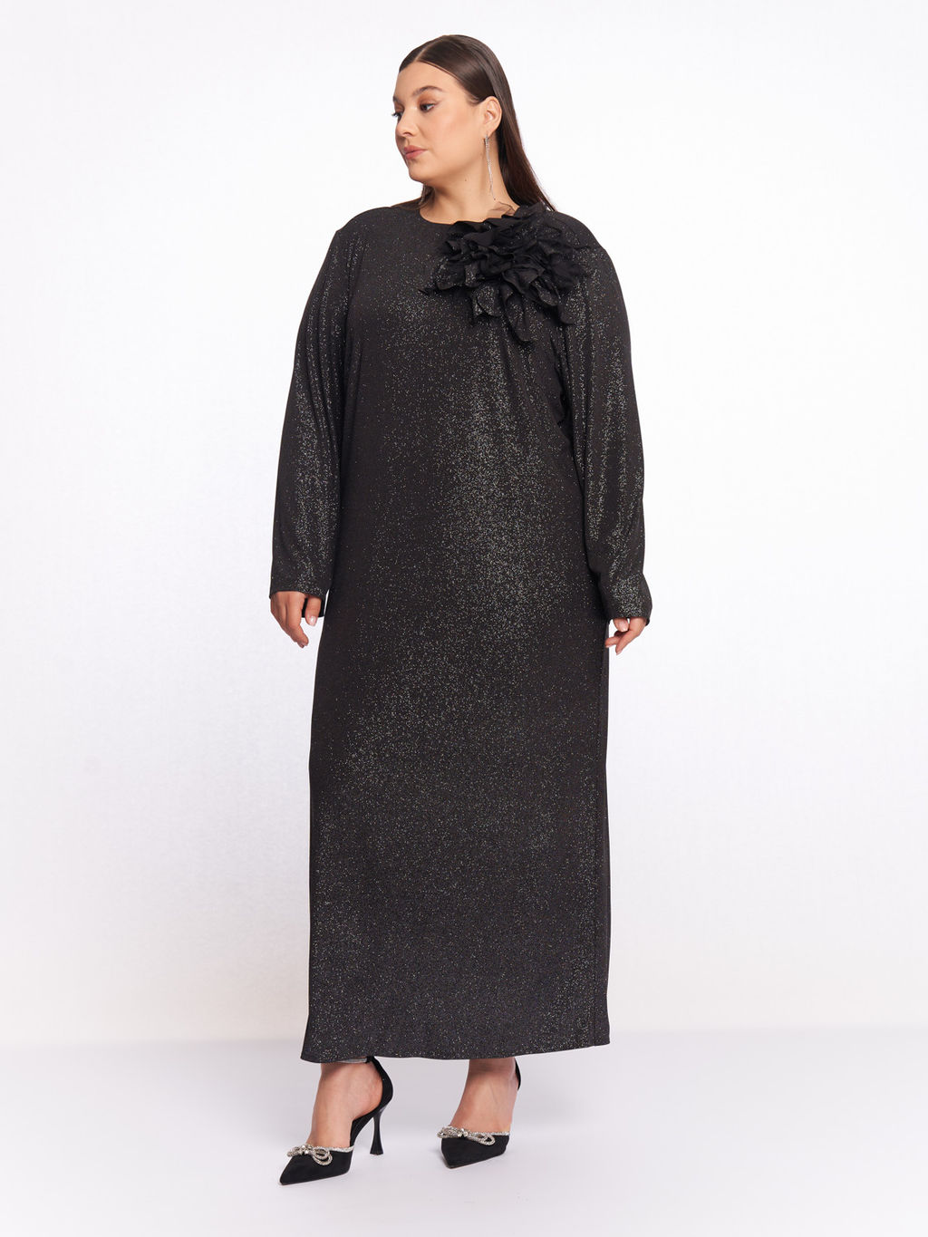 Платье вечернее с цветком 1PP51727BLK60