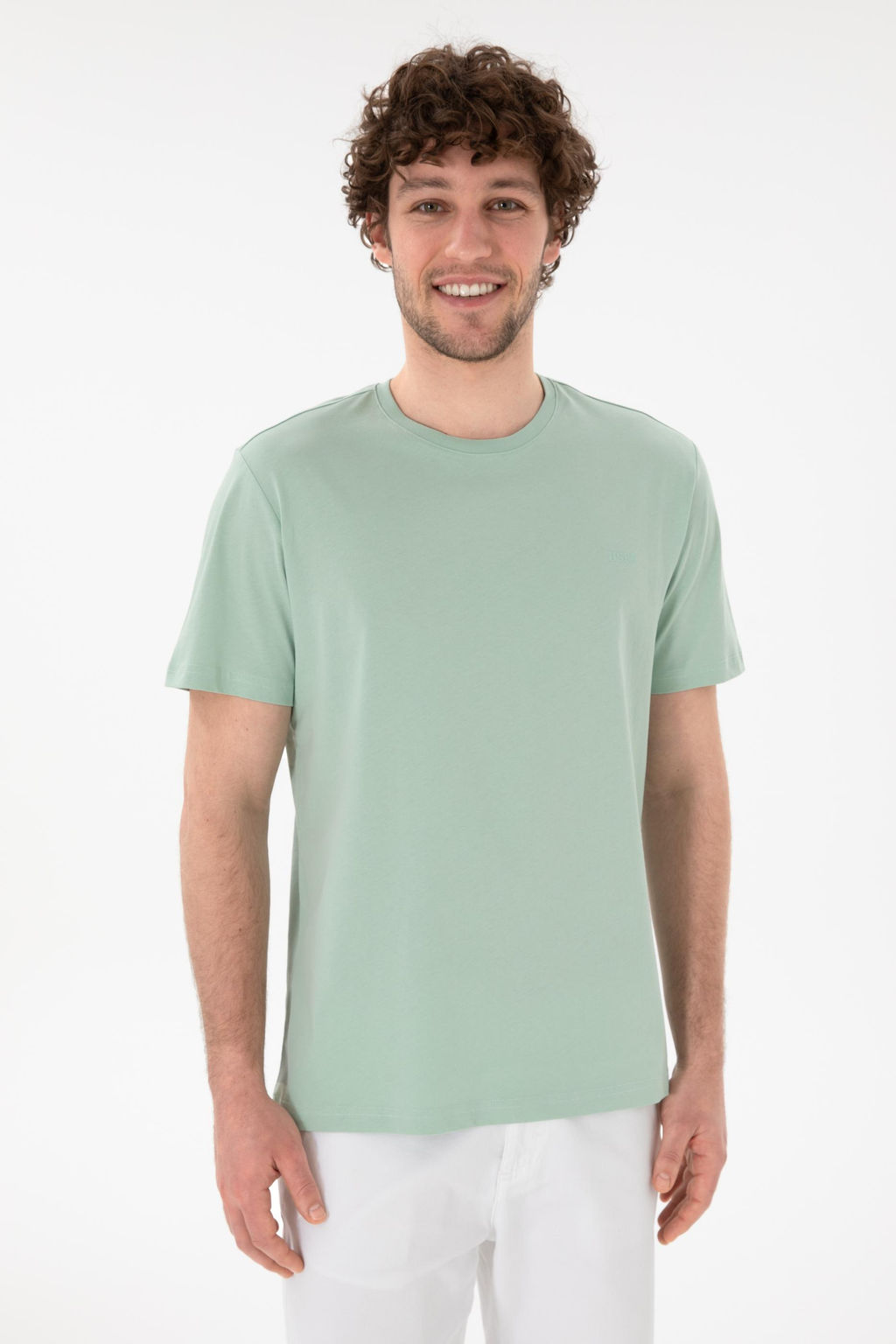 Erkek Regular Fit Bisiklet Yaka Su Ye_ili Basic Ti__rt Sepette S_rpriz _ndirim - U.s. polo assn фото 2