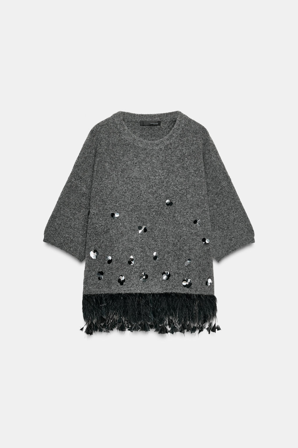WOOL, SEQUIN AND FEATHER JUMPER - Zara фото 7