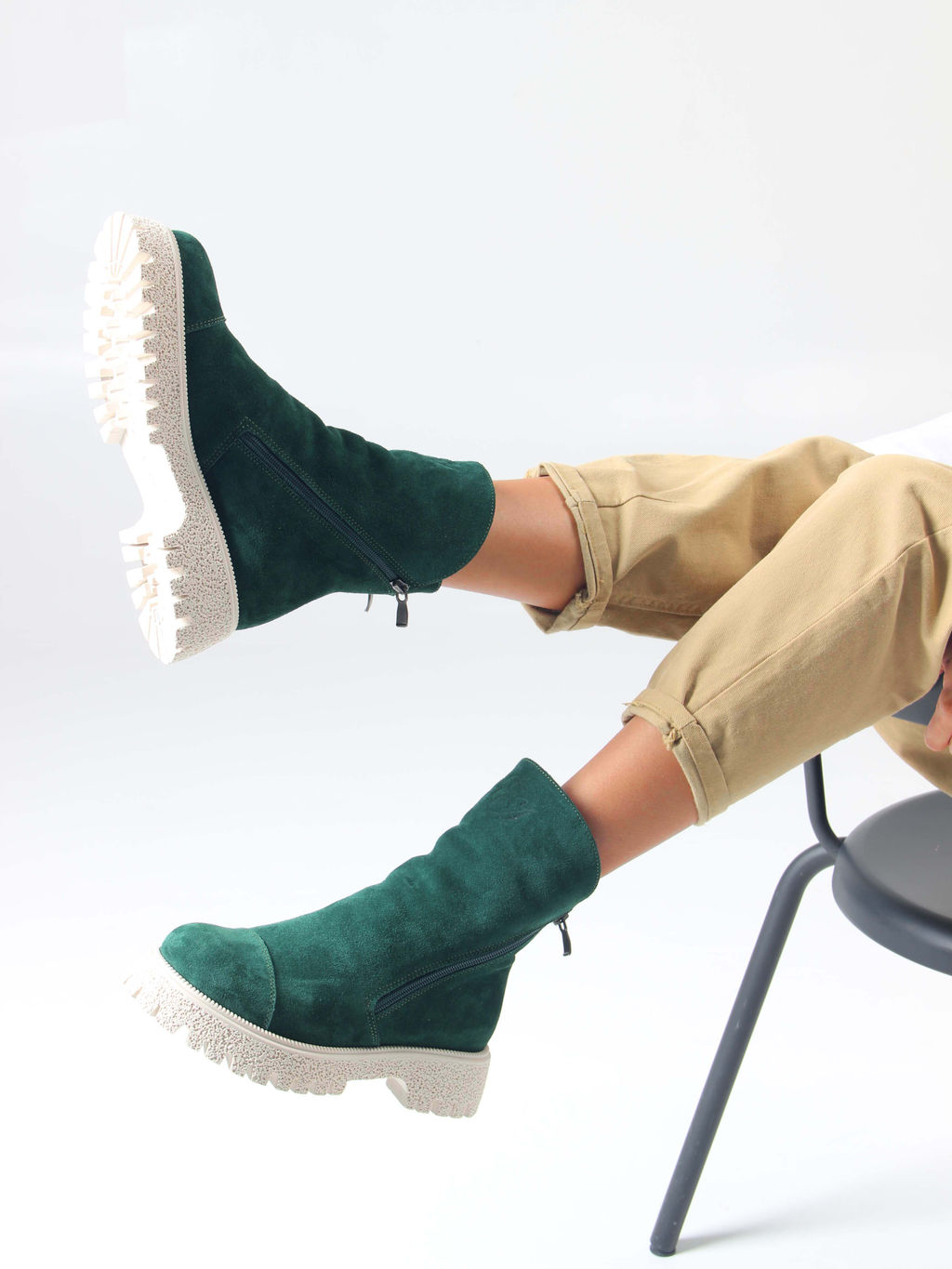 Ботинки EDART 233.1541 be. Зеленый замша/байка - Ed'art фото 4