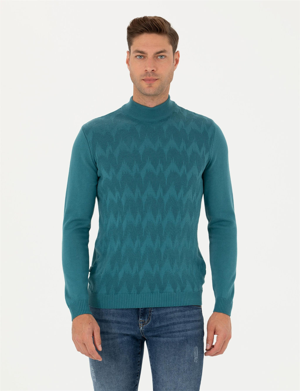 Mavi Slim Fit Yar_m Bal_k__ Yaka Triko Kazak - Pierre cardin фото 3