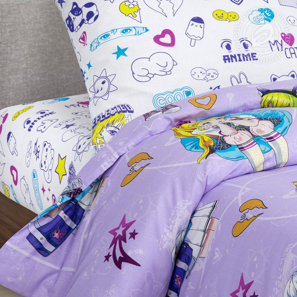 Аниме 1,5 сп./Пододеяльник: 1 шт. - 215*145; Простыня: 1 шт. - 214*150; Наволочка: 2 шт. - 70*70; Поплин детский - Артпостель фото 3