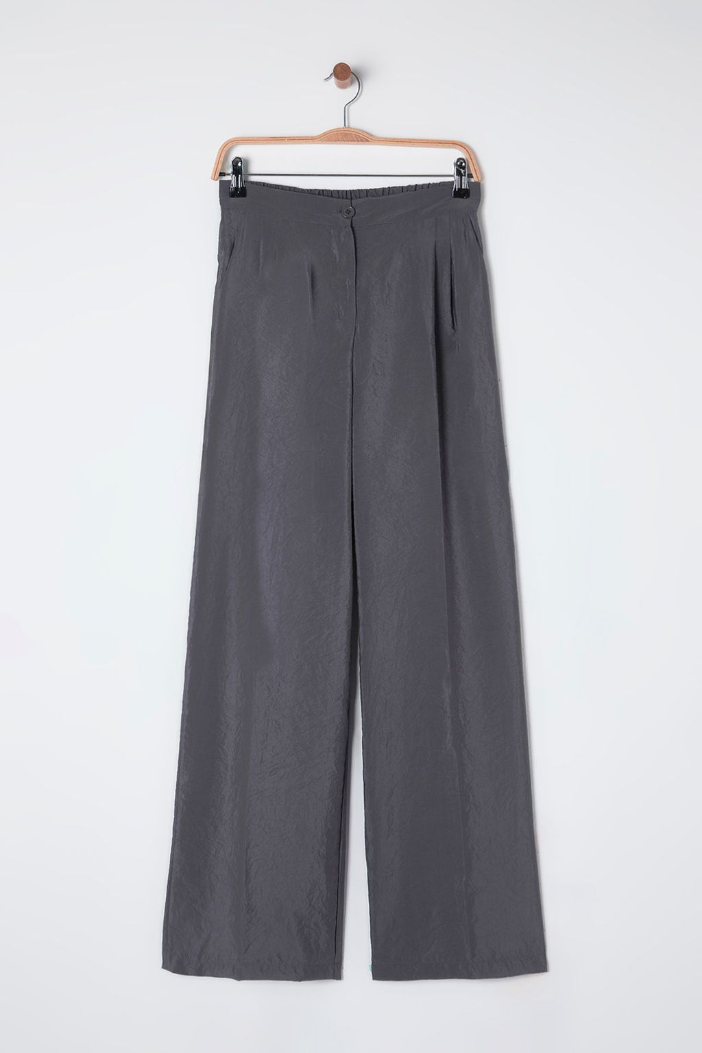 Antrasit Modal Yumusak Tuseli Wide Leg/Genis Paca Dokuma Pantolon TWOSS25PL00004
