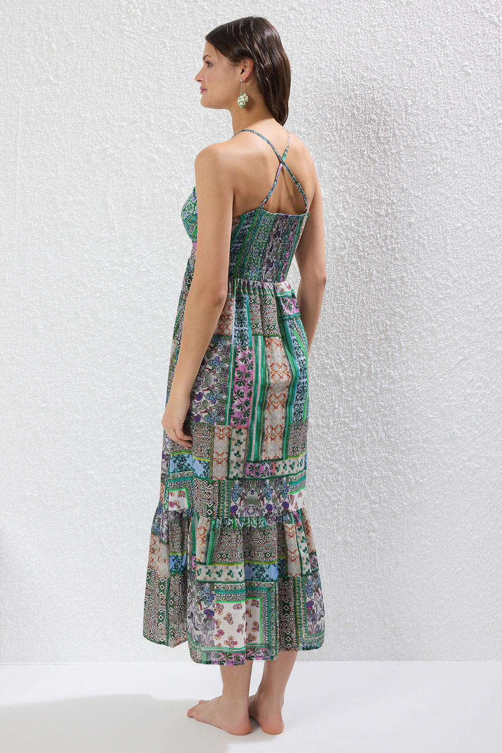 TRENDYOLMILLA Etnik Desenli Dokuma 100% Pamuk Plaj Elbise TBESS25EL00110 фото 10