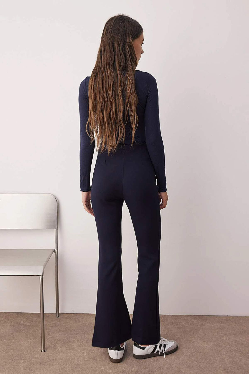 Lacivert Flare Fermuar Detayl? Bootcut Pantolon TWOAW26PL00049