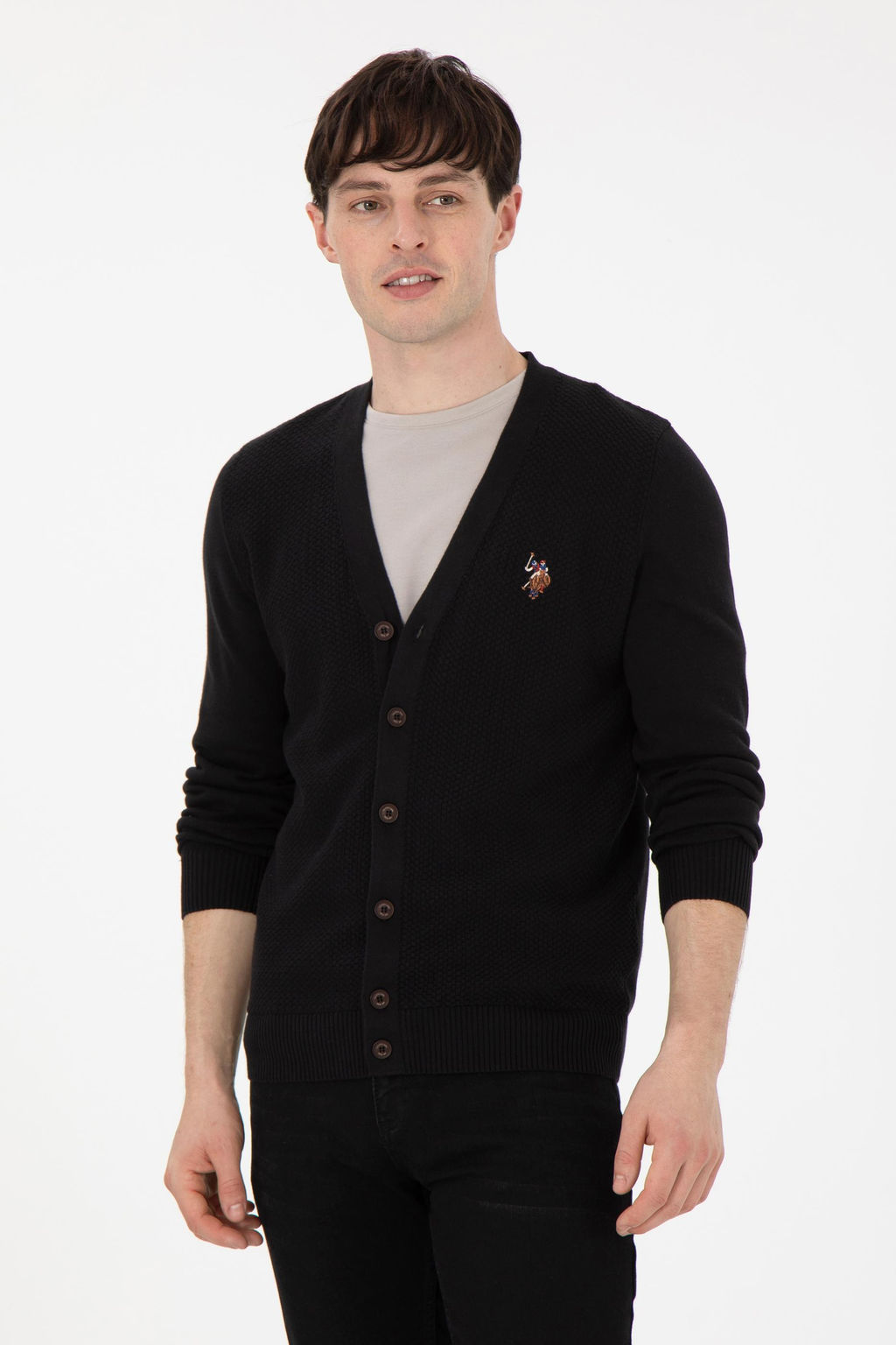 Мужской черный базовый трикотажный кардиган Неожиданная скидка в корзине - U.s. polo assn фото 8