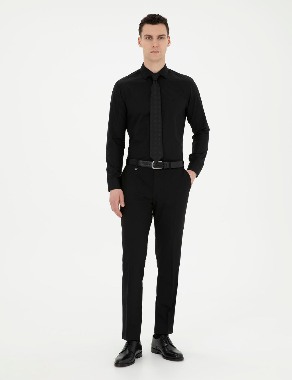 Рубашка Pierre Cardin Slim Fit черная длинный рукав
