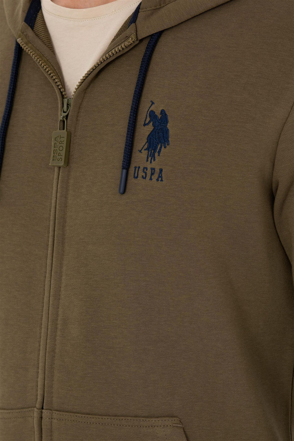 Свитшот мужской U. S. Polo Assn цвета хаки из хлопка - U.s. polo assn фото 7