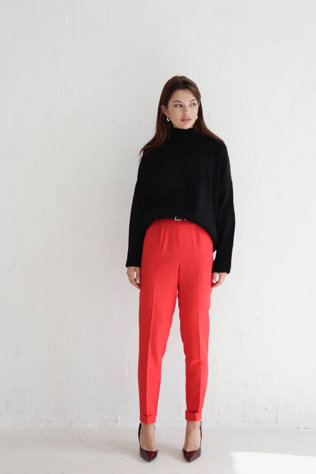 Брюки классика красные высокая посадка - Martichelli фото 2