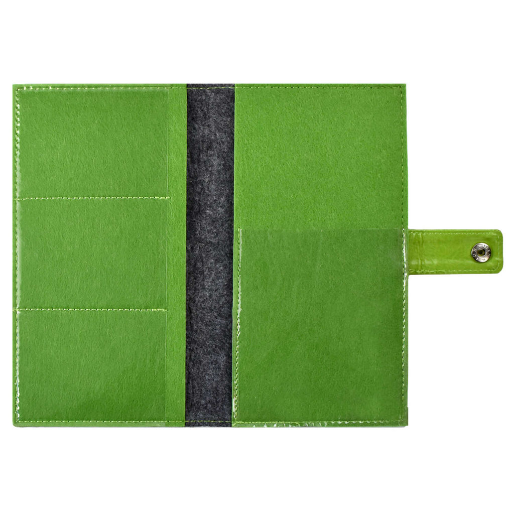 Органайзер-обложка д/путешествий арт.45282/30 ФЕТР ГРАФИТ.+ФЕТР САЛАТОВ.+САРИФ САЛАТОВ. (200х110мм, 2 осн. отделения, 4 ПВХ-кармана, застежка на кнопке, аппликация инд. ПЭТ-упак.)