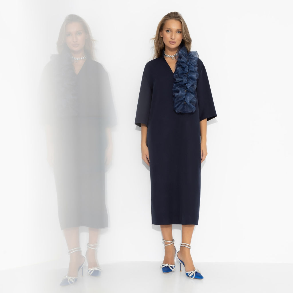 Платье со съемным декором, Сияние глянца (синее) - Charutti фото 7