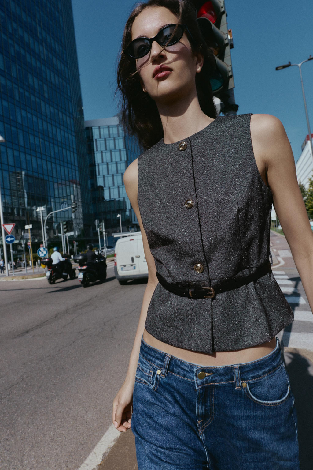 MARLED WAISTCOAT TOP WITH BELT - Zara фото 6