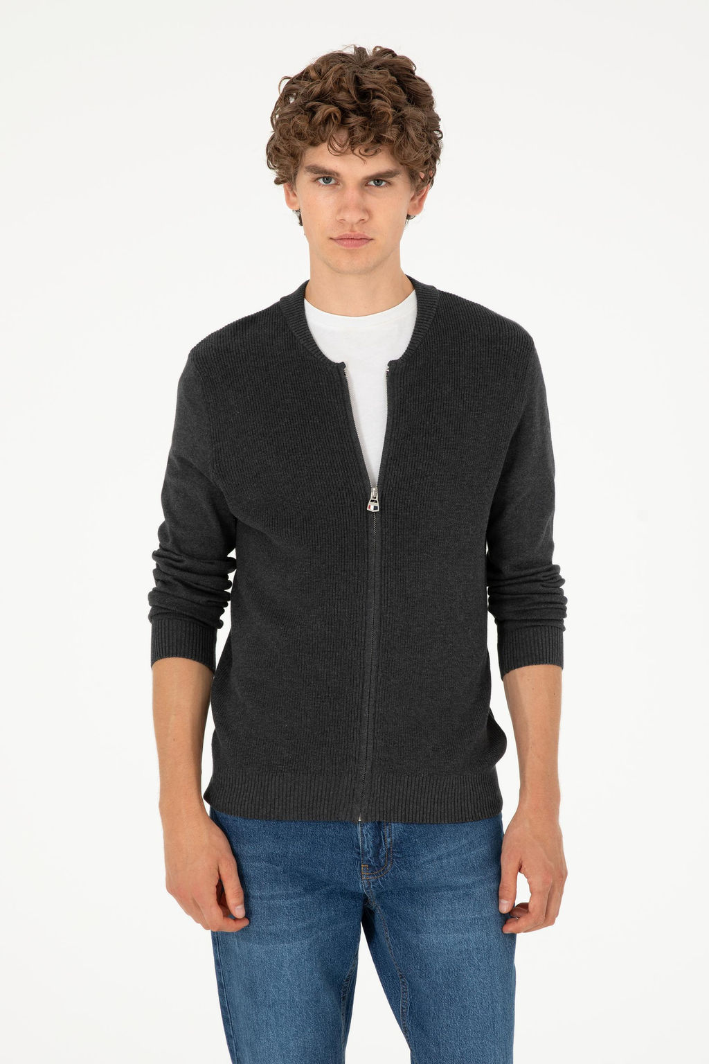Мужской базовый трикотажный кардиган антрацитового меланжа - U.s. polo assn фото 8