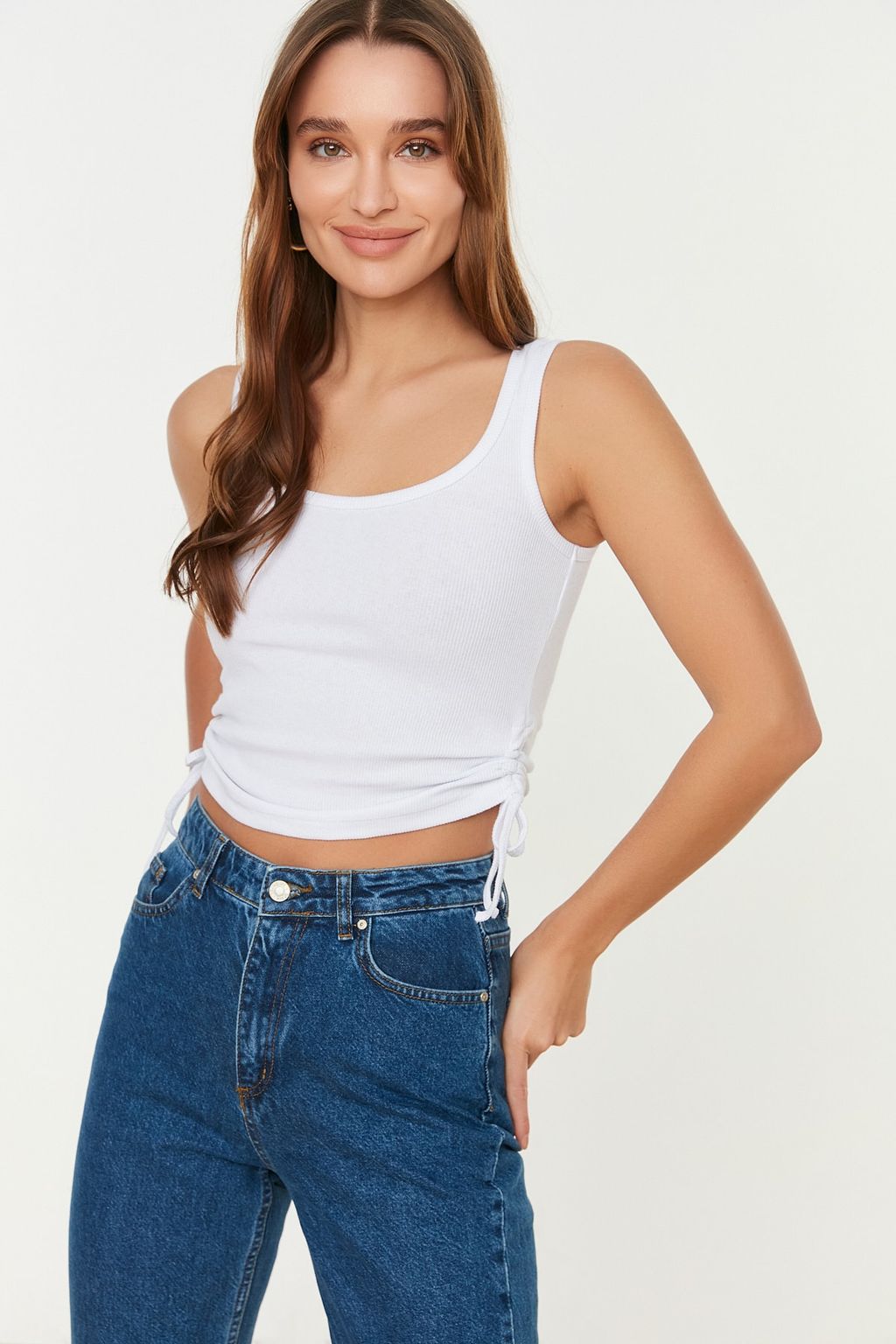 TRENDYOLMILLA Haki-Bej 2li Paket Buzgu Detayl? Havuz Yaka Fitilli Esnek Orme Atlet TWOSS21AL0195 фото 8