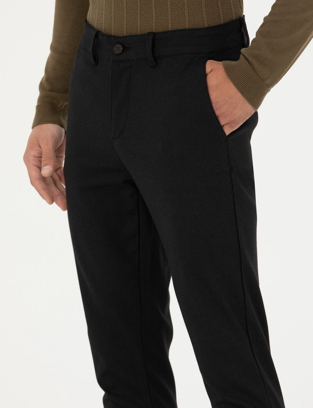 Siyah Arm_rl_ Slim Fit Kanvas Pantolon