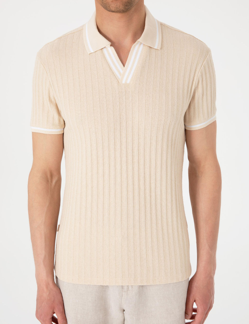 Bej Slim Fit _rme Dokulu Polo Yaka Ti__rt - Pierre cardin фото 6