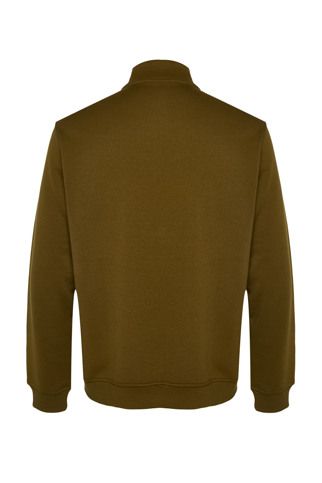 Yesil Regular/Normal Kesim Dik Yaka Fermuarl? Pamuklu Basic Ici Polarl? Sweatshirt TMNAW24SW00041