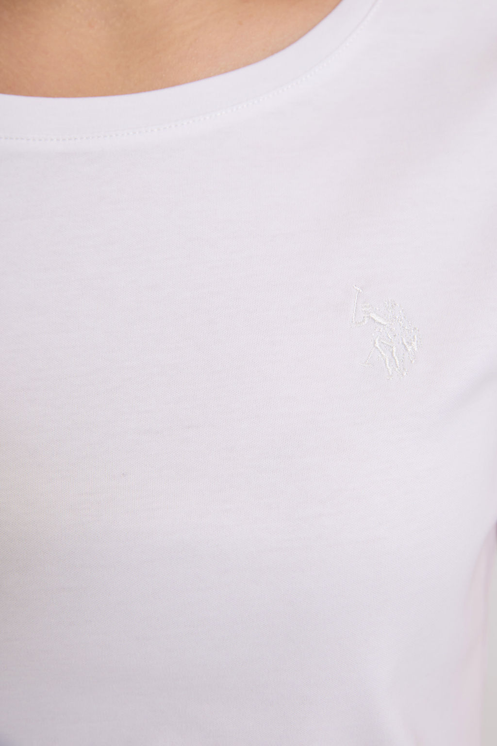 Kad_n Beyaz Bisiklet Yaka Basic Ti__rt - U.s. polo assn фото 6