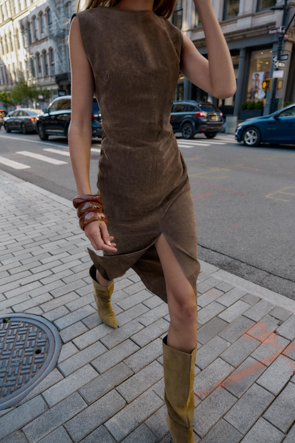 100% LEATHER MIDI DRESS - Zara фото 5