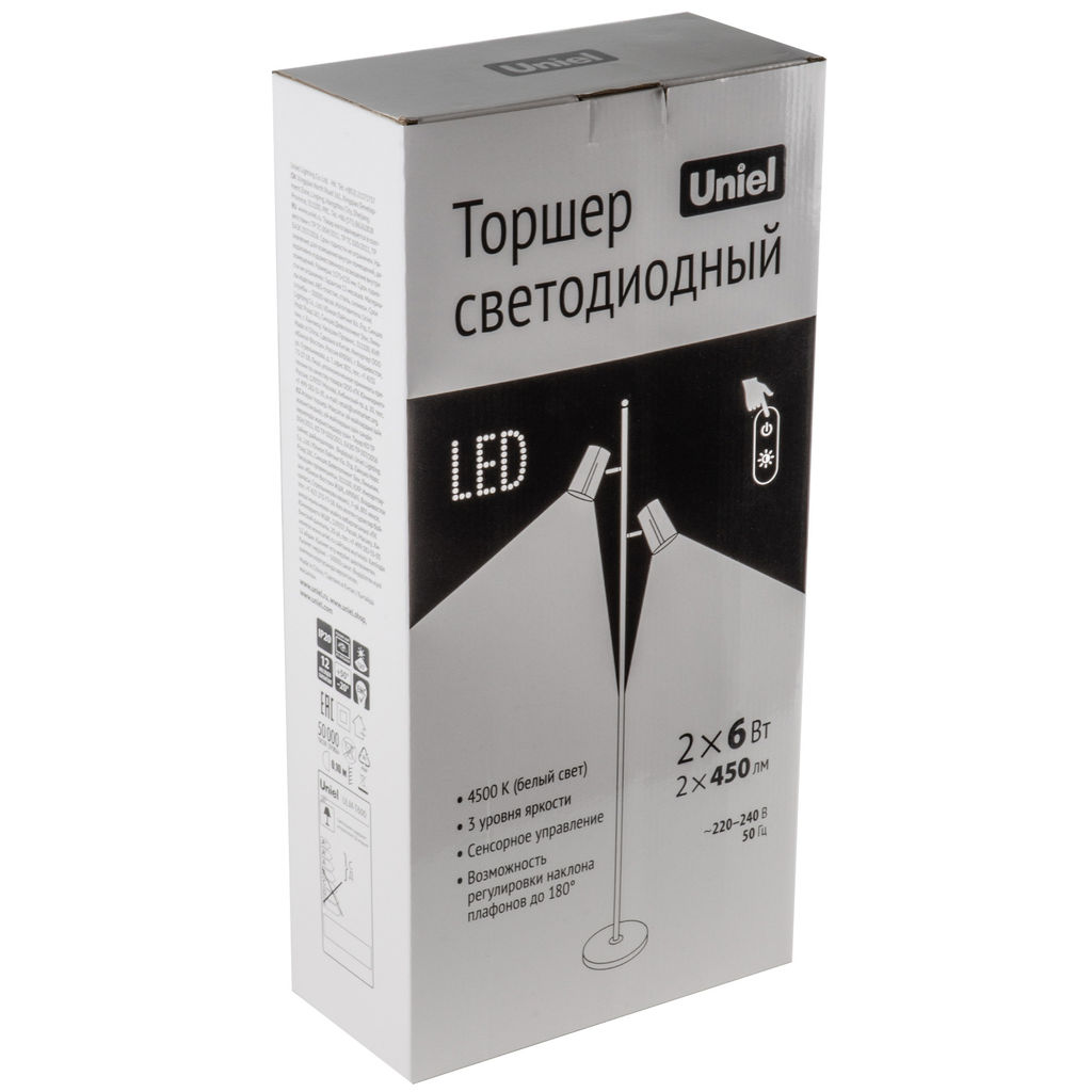 ULM-T600 2х6W/4500K/DIM RED Торшер напольный светодиодный, 2х6W. Сенсорный выключатель. Диммер. Красный. ТМ Uniel