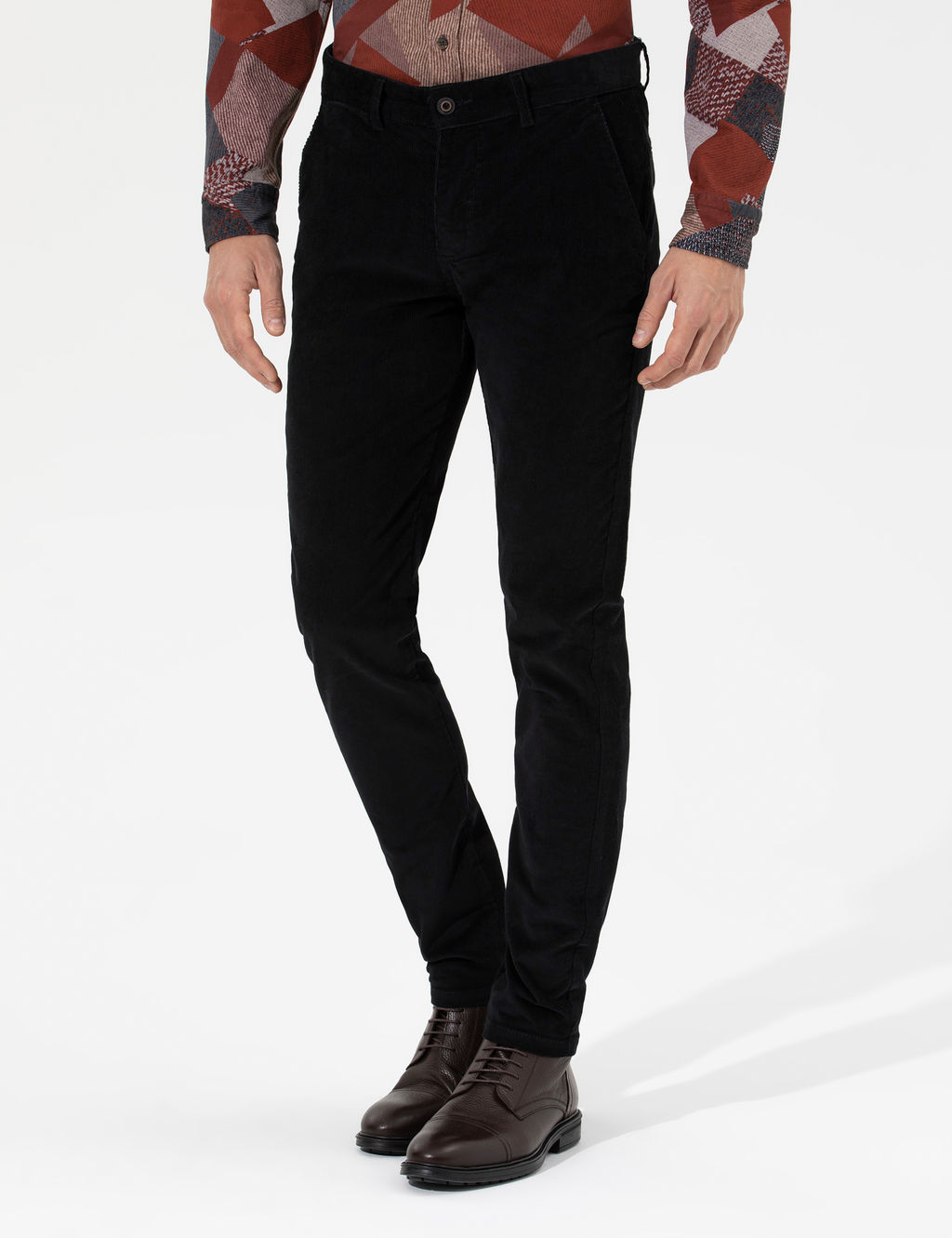 Siyah Slim Fit Kadife Kanvas Pantolon