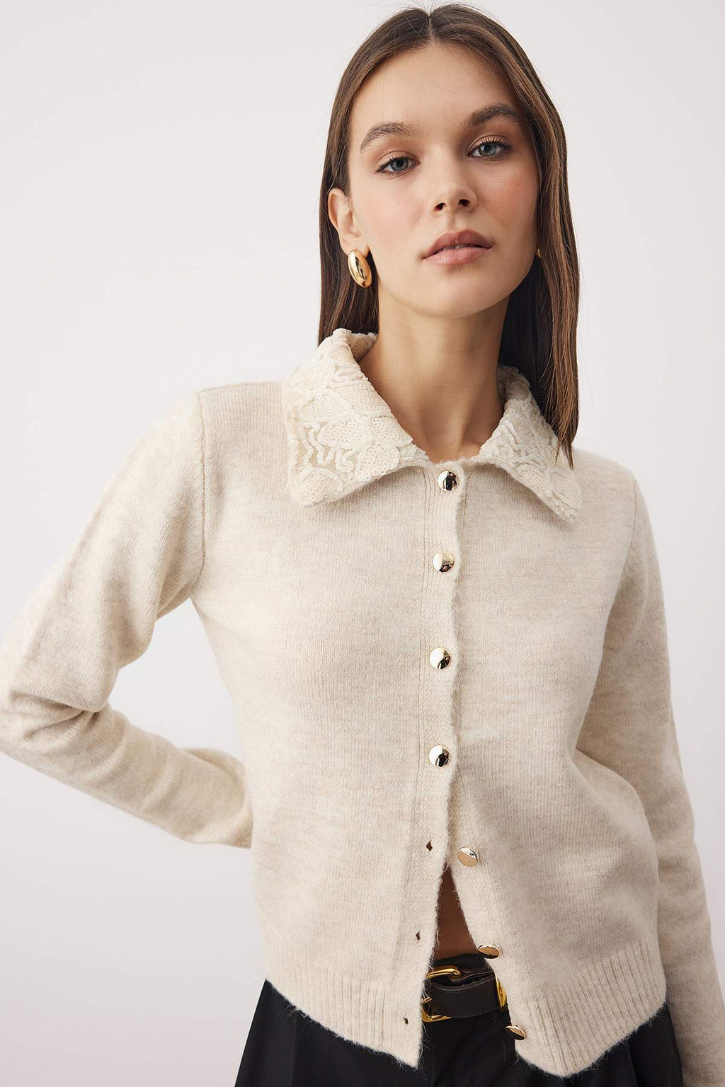 Tas Dantel Yaka Detayl? Triko H?rka TWOAW26HI00176