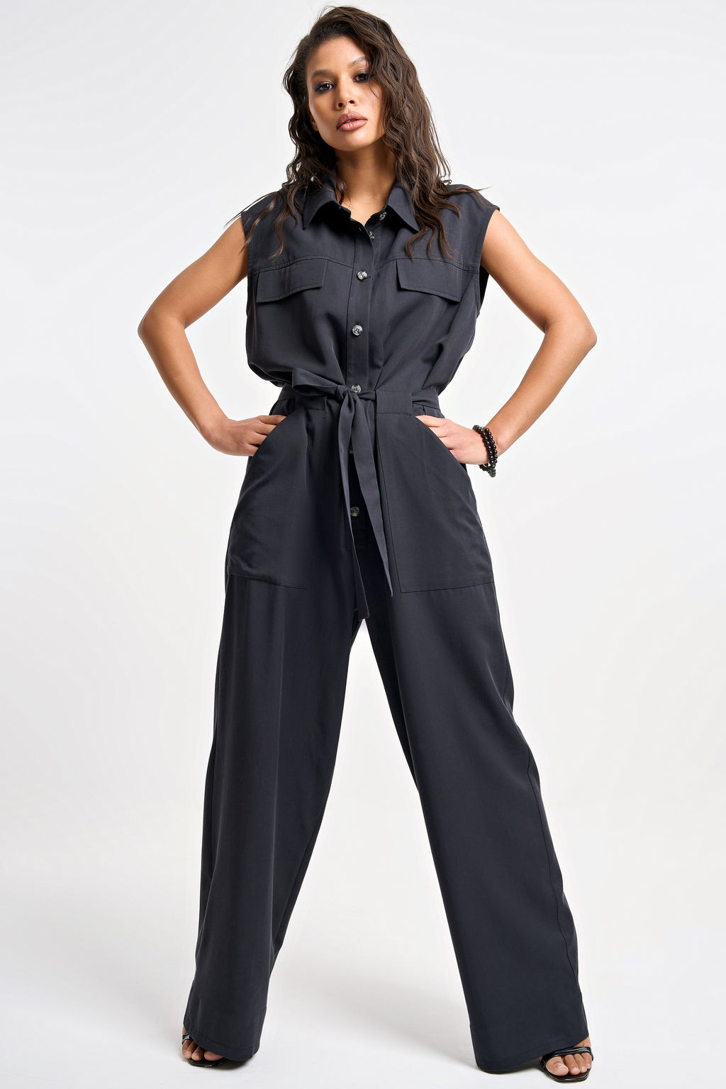 Комбинезон с брюками деловой офисный черный