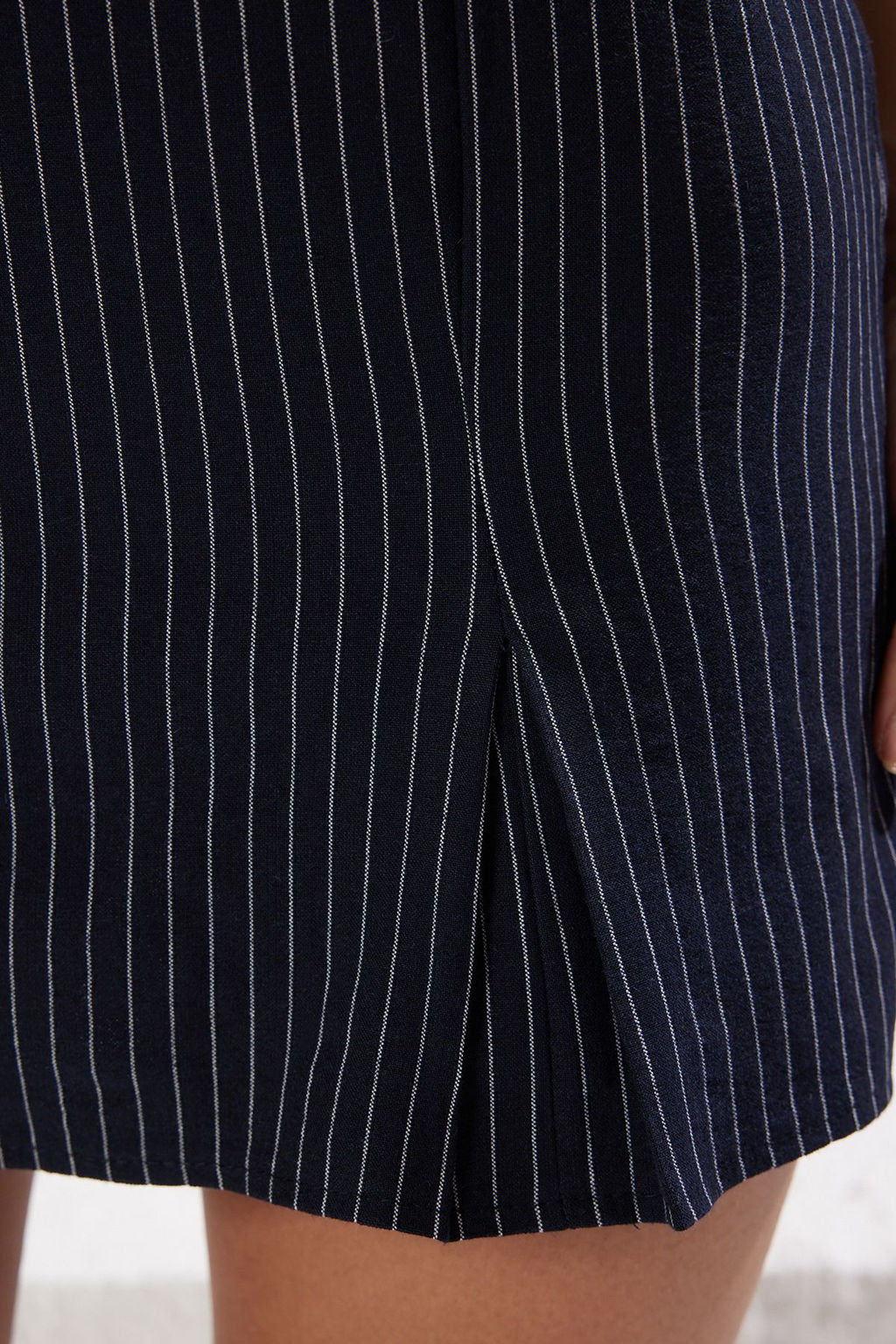 Lacivert Cizgili A Kesim Mini Dokuma Elbise TWOSS25EL00202 - Trendyolmilla фото 5